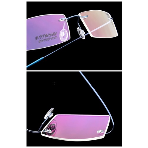 Metal Square Anti Blue Light Nearsighted Glasses Unisex Rimless Myopia Glasses - Picture 14 of 33