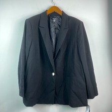 Nine West Womens Plus 24W Black One Button Notch Collar Stretch Jacket NWT AJ42