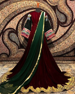 Green and maroon long afghan kochi tail nikkah dress for wedding of bride | eBay Green and maroon long afghan kochi tail nikkah dress for wedding of bride | eBay