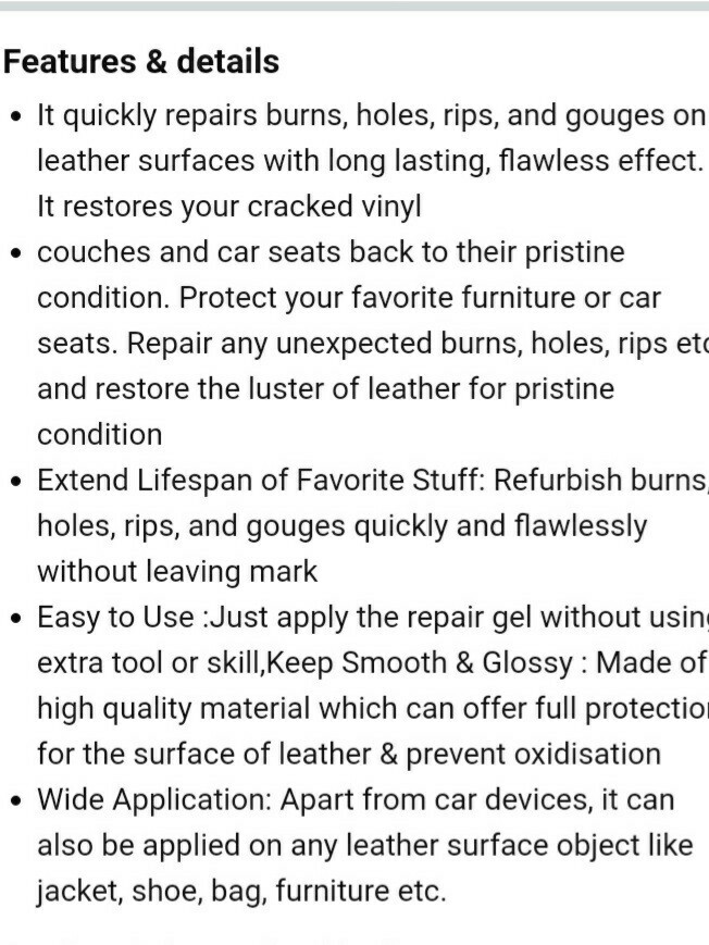 No Heat Liquid skin & Vinyl Repair Kit Fix Car Sofa Holes Burn Rip 4 pc