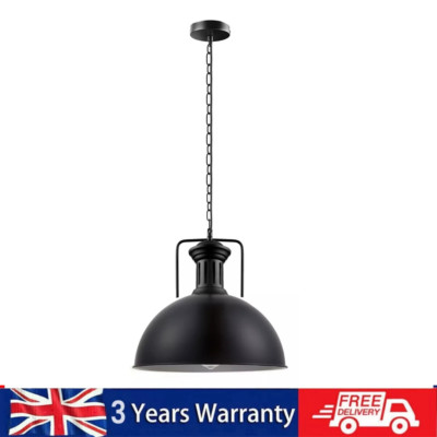Industrie Pendelleuchte Kette schwarz Retro Lampe Decken Hänge Leuchte Fassung UK