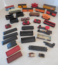 HUGE LOT OF TOY TRAIN PARTS PIECES, PASSENGER CARS, COAL CARS, FREIGHT CARS