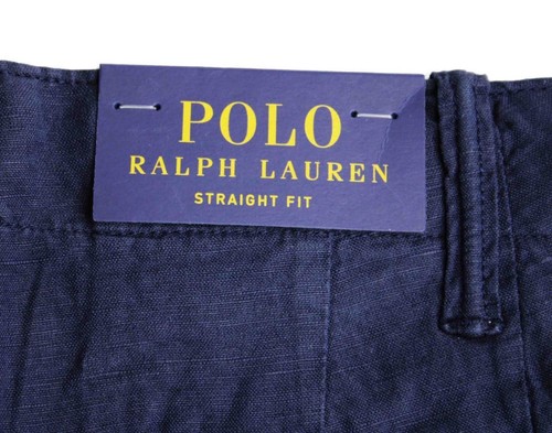 Pantalones Cortos Polo Ralph Lauren Para Hombre 42" Lino Calce Recto Frente Plano Clásicos Azul Marino NUEVO - Imagen 9 de 12