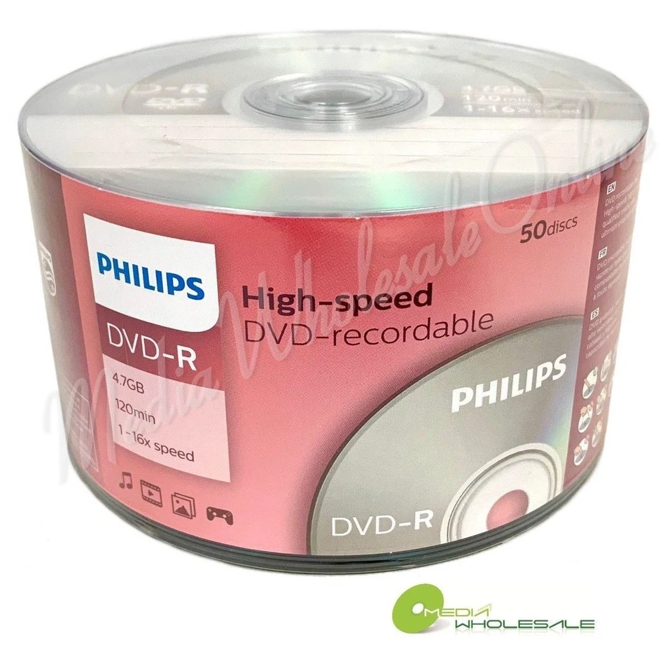 Disco multimedia 25 PHILIPS en blanco DVD-R DVDR logotipo marca 16X 4,7 GB en fundas de papel Foto 3 de 4