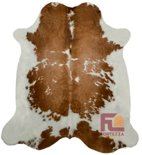 Cowhide Rug Chromatic Brown and White | Premium Quality | Large 6' x 6-7'