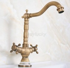 Vintage Antique Brass Dual Cross Handle Bathroom Basin Faucet Mixer Tap wnf603