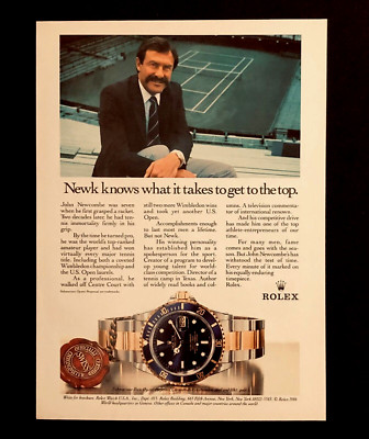 1986 Rolex Watch Advertisement Submariner John Newcombe Tennis Vintage Print AD