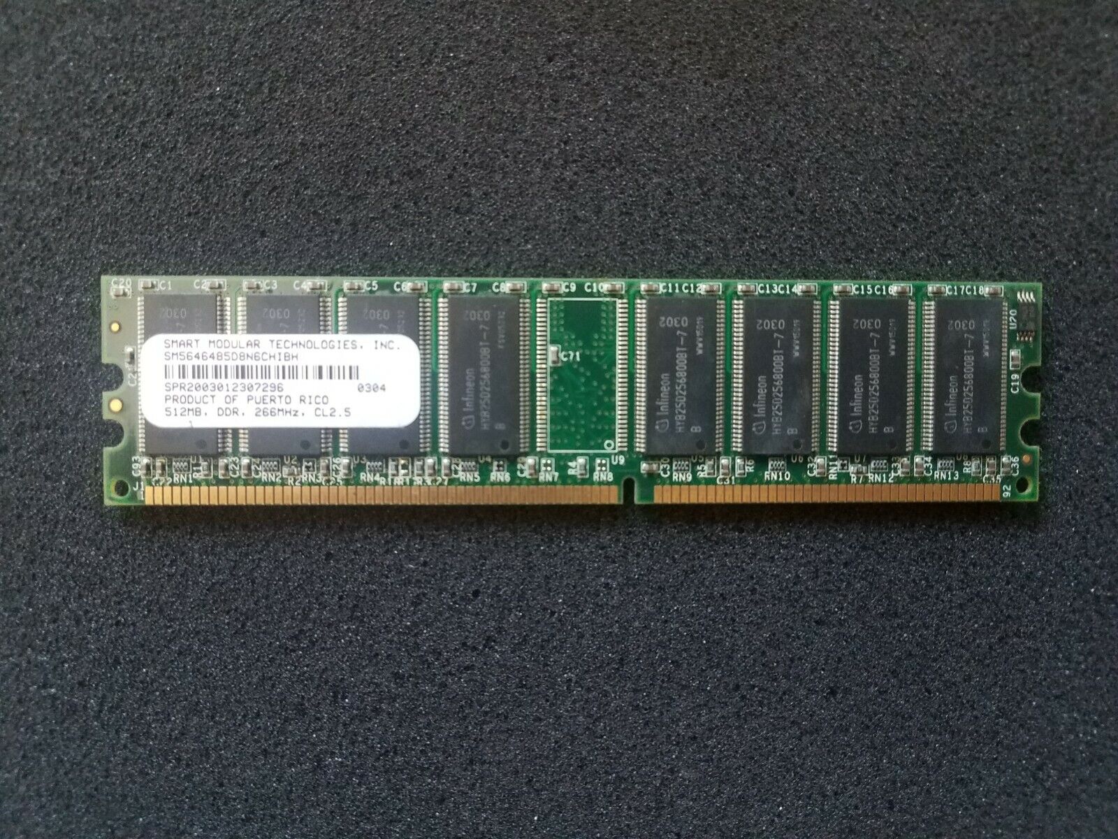 SMART Modular Tech , DDR ,184 PIN , PC-2100 ( Model: SM5646485D8N6CHIBH )