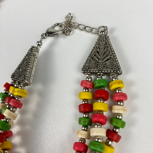 Multicolored Howlite 5 Strand Necklace and 3 Strand Bracelet in Silvertone - Picture 8 of 8