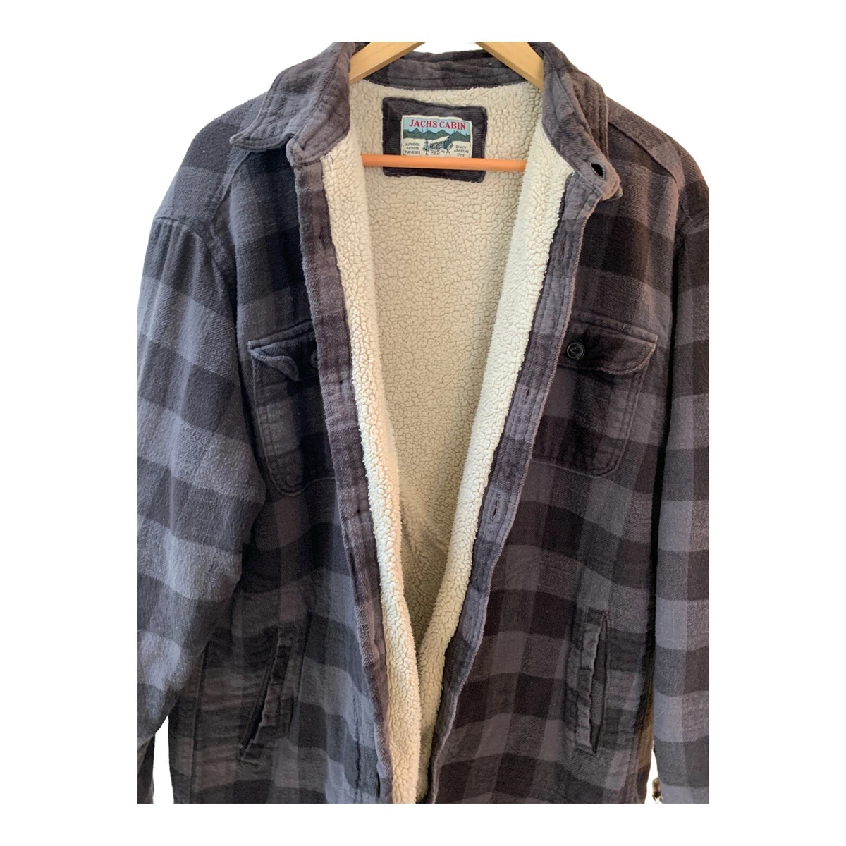 Jachs Cabin Mens Heavyweight Flannel Sherpa Lined Plaid Pockets