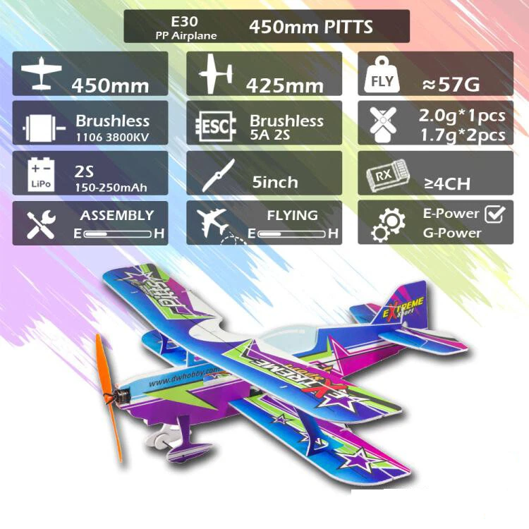 Micro Outdoor Foam Sport 3D Biplane 450mm Wingspan Lightest RC Plane Model Hobby - Image 2 of 4