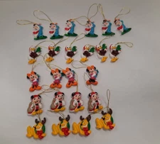 24 Piece Lot of 1" Miniature Disney Character Plastic Hanging Christmas Tie Ons