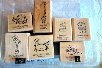 STAMPIN' UP! ''It's the Thought'' Wood Mounted rubber stamp set of 7