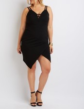 Women’s Textured Asymmetrical Dress (Black, Plus Size 2X)
