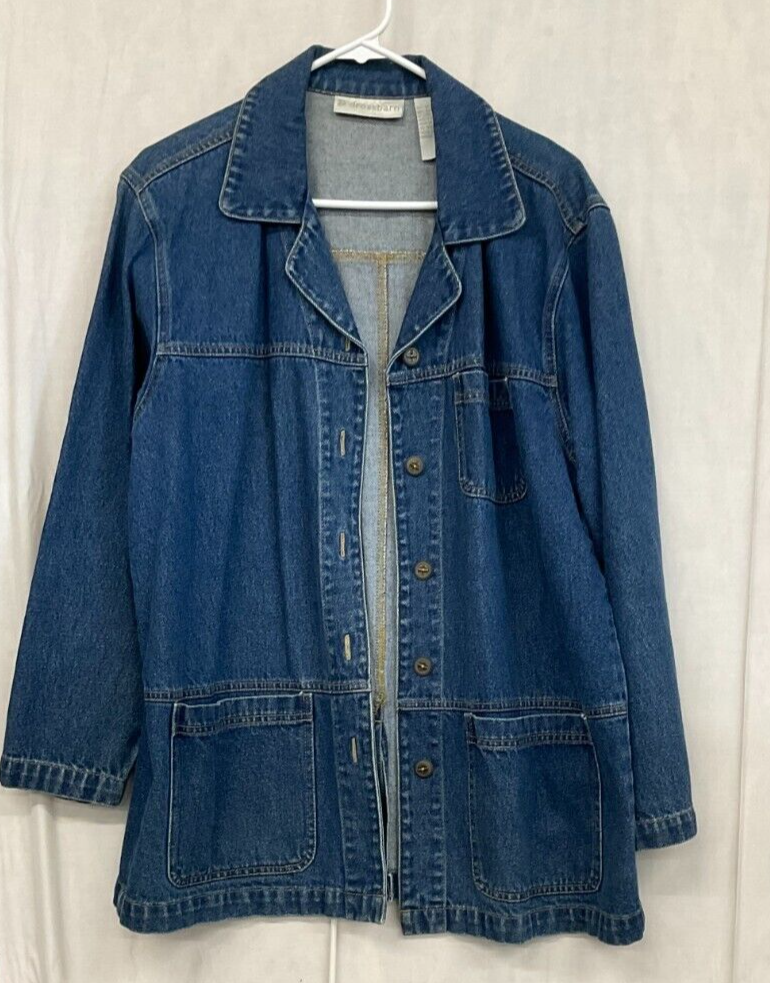DRESS BARN BLUE JEAN DENIM LONG SLEEVE W/FRONT POCKETS JACKET
