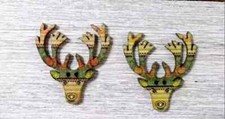 wood deer elk antlers buttons sewing 2 holes 1 1/4 inch (set #7)