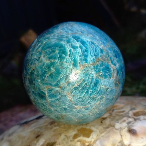 blauer Apatit Kugel Sphere 8,5cm Motivation blue Apatite Zen Garten Optimismus - Bild 5 von 6