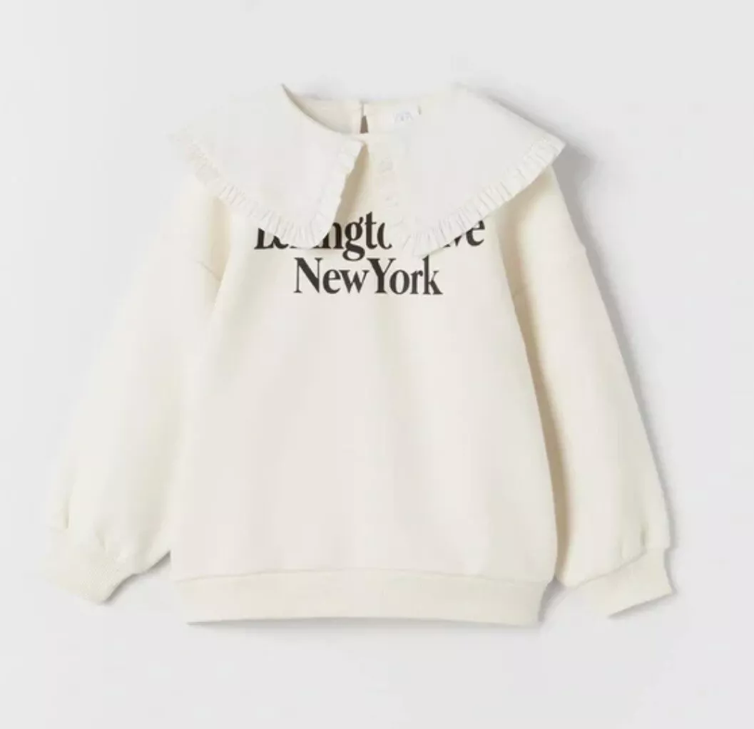 Zara girls cream sweatshirt Lexington Ave New York Peter Pan