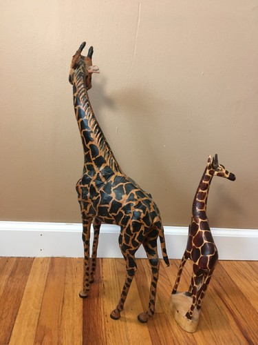 **Vintage MCM GIRAFFE FIGURES TABLE SCULPTURES 18" & 12" TALL SET OF 2 MID-CENT. - Picture 7 of 10