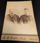 1880 CABINET CARD-Couple sitting Portrait-Scalloped Edges-Cooper Warsaw ILL