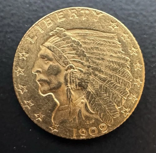 1909 G$2.50 Indian Head Gold Quarter Eagle