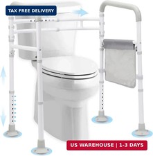 Toilet Safety Rails 350 LB , Toilet Handle Frame for Elderly Adjustable, Fold