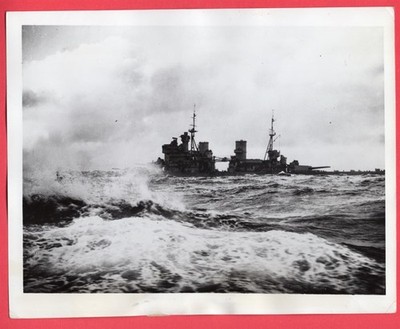 1941 British Battleship HMS King George V in Heavy Seas 7x9 Original News Photo
