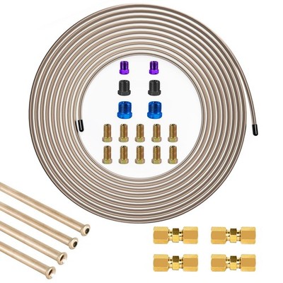 1/4 Inch Copper Nickel Brake Line Kit - Corrosion-Resistant, Universal Fit for T