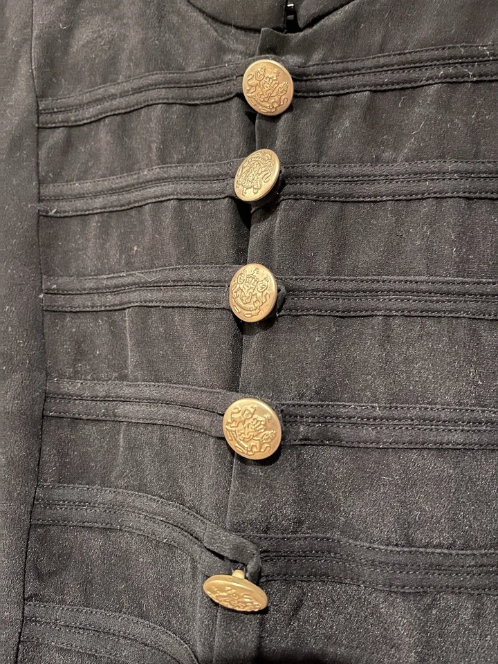 Blusa Chaleco de Seda Negro Sin Mangas Botones de Latón Cuello Mandarín L Spencer Jeremy Foto 4 de 4