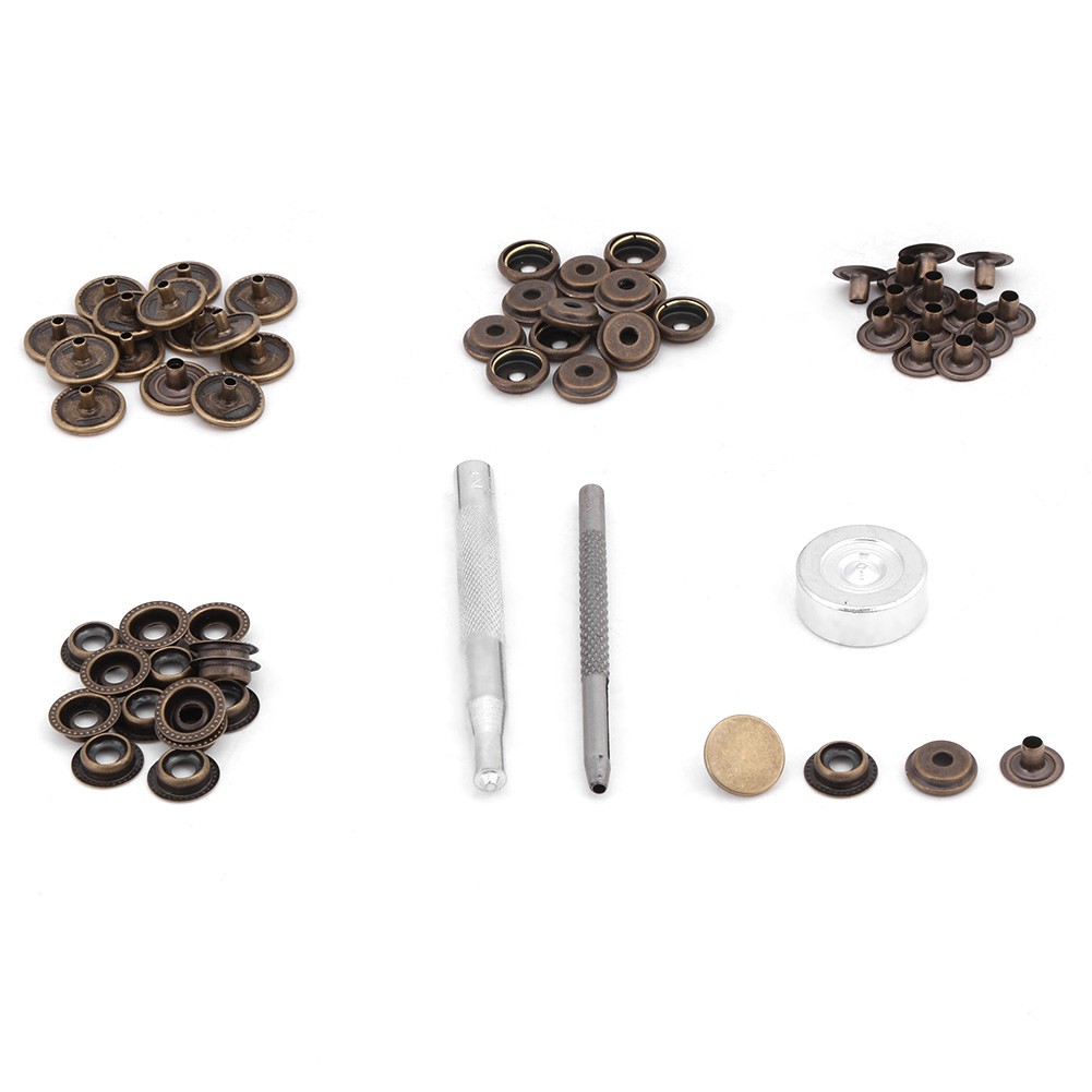 (bronze 3pcs Tool)Metal Press Stud Snap Button Fastener For Leather Clothes