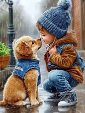 Diamond Painting Kits for Adults, 5D Animal Dog and Girl Diamond Art Kits for Be