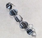 Outstanding Banded Black Onyx 925 Silver Plated Bracelet 7" Gift For Bestie GW