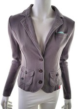 EDC Damen Jäckchen mit Verschluss Gr. XS Braun Baumwolle Langer Ärmel Knöpfe