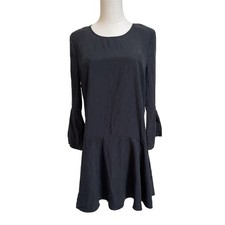 Avec Les Filles Black Long Sleeve Dress Bell Sleeve Oversized Sz Medium