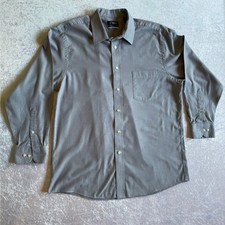 Chaps Button Down Shirt Mens 16.5 32/33 Grey Excellent Wrinkle Free Stretch
