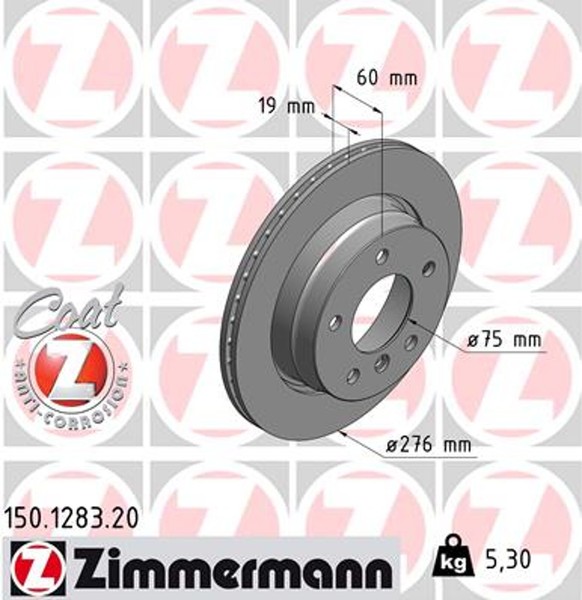2X Zimmermann Bremsscheibe Coat Z 150.1283.20 FüR Bmw E46 E36 3Er Touring 316-image