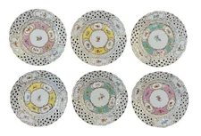 6 Rare Richard Klemm Dresden Meissen Reticulated Painted Floral 6” Tea Plates