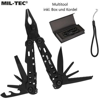 NEU Mil-Tec Multitool Black large + Box für Camping Outdoor Survival Bushcraft