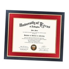 11x14 Wood Diploma Frame 14x17 or 11x14 with Mat Rustic Black / Red Gold Mat