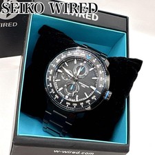 Seiko Wired Solidity Quartz Watch 200M Waterproof Black Stainless Steel From Ja