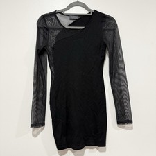 ASTR Black Mesh Long Sleeve Mini Dress Women Size Small