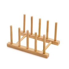 Bamboo Dish Drying Rack for Kitchen Counter and Cabinet, Bamboo 4 Slots-1pcs
