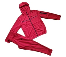 New Nike Tech Fleece Cotton Sweat Suit Hoodie & Joggers Men's Set Red, XL.
