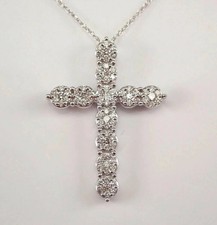 2Ct Round Cut White Moissanite Women's Cross Pendant 14K White Gold Plated