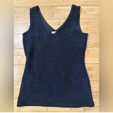 Cache Black and Blue Metallic Sleeveless Top Sz S - Retail 98