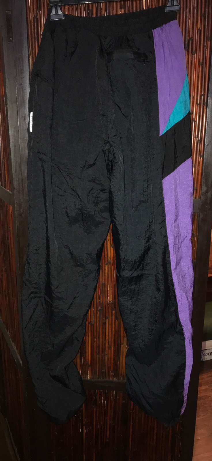Vintage Givenchy Activewear Medium Black Purple Nylon Track Pants Windbreaker thumbnail 2
