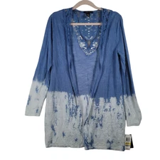 Style & Co Women's Lace-Trim Open-Front Cardigan Medium