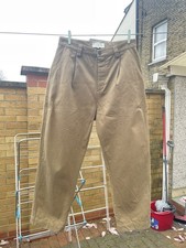 Studio Nicholson Men Peached Pleated Wide-leg Cotton Twill Pant - Tan; Size S