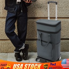 Foldable 5-Wheel Grocery Cart with Telescopic Handle  Waterproof Bag - Gray