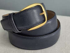 Swank Belt 32/80 Dark Blue Cowhide Leather Brass Buckle